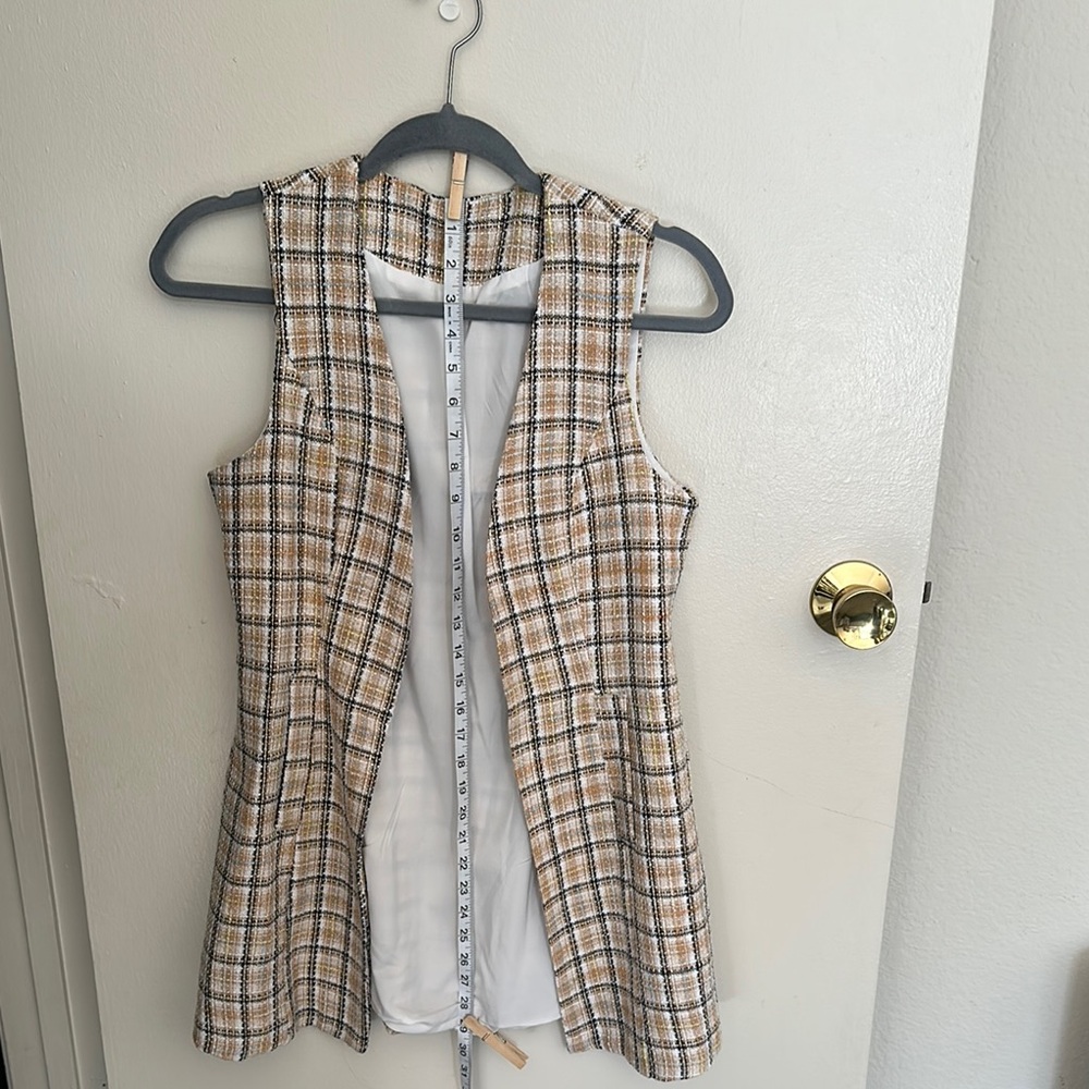 Plaid long Sleeveless Vest